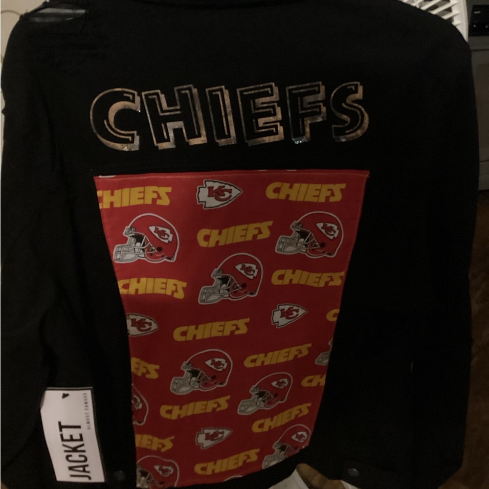 Black Chiefs Jacket with Red and Gold Accents
